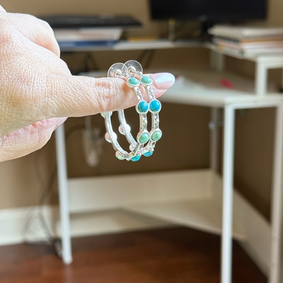 Park Lane Jewelry - Silver and Turquoise Hoop Earrings